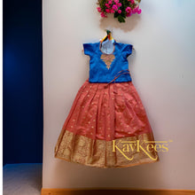 Load image into Gallery viewer, Collection Chandira- Rose Pink Chanderi Cotton Silk with Bright Blue Dupion Silk Blouse