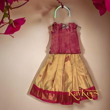 Load image into Gallery viewer, Collection Mahathi - Bright Yellow with Hot Pink Paithani Silk-Cotton Skirt and Hot Pink Brocade Blouse