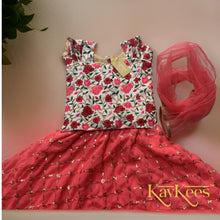 Load image into Gallery viewer, Collection Gagana - Rose Pink with all over Gold sequence work Georgette Lehenga with Beige Assam Silk with all-over Embroidered Blouse