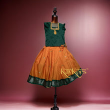Load image into Gallery viewer, Collection Mahathi - Bright Yellow with Leaf Green Border Silk Cotton Skirt and Leaf GreenBlouse with Embroidery