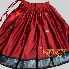 Load image into Gallery viewer, Collection Mahathi-Crimson Red with Black Bordered Paithani Skirt and Embroidered Black Blouse