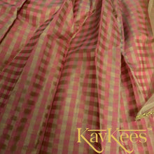 Load image into Gallery viewer, Collection Chakori - Pink and Beige Checks-patterned Lehenga with Gold Khiccha Silk Embroidered Blouse with Dupatta with Beige Net Dupatta