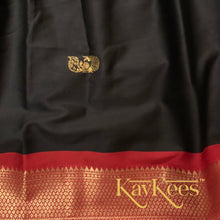 Load image into Gallery viewer, Collection Mahathi - Black with Bright Red Paithani Silk-Cotton Skirt and Bright Red Brocade Blouse