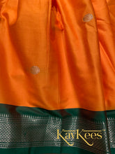 Load image into Gallery viewer, Collection Mahathi - Bright Yellow with Leaf Green Border Silk Cotton Skirt and Leaf GreenBlouse with Embroidery