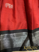 Load image into Gallery viewer, Collection Mahathi-Crimson Red with Black Bordered Paithani Skirt and Embroidered Black Blouse