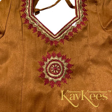 Load image into Gallery viewer, Collection Chandira- Maroon Chanderi Cotton Silk Skirt with Golden Mustard Dupion Silk Blouse with Embroidery