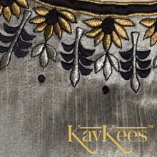 Load image into Gallery viewer, Collection Chakori - Navy Blue all-over Silver, Gold checkered Skirt with Silver Embroidered Blouse