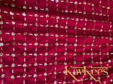 Load image into Gallery viewer, Collection Gagana - Deep Red with all over Gold sequence work Georgette Lehenga with Beige Assam Silk with all-over Embroidered Blouse