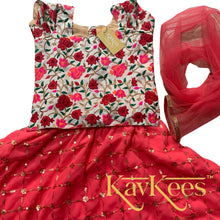 Load image into Gallery viewer, Collection Gagana - Rose Pink with all over Gold sequence work Georgette Lehenga with Beige Assam Silk with all-over Embroidered Blouse