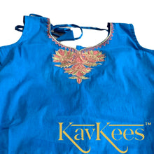 Load image into Gallery viewer, Collection Chandira- Rose Pink Chanderi Cotton Silk with Bright Blue Dupion Silk Blouse