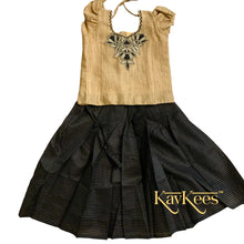 Load image into Gallery viewer, Collection Chandira- Black Chanderi Cotton Silk Skirt with Golden Khiccha Khadi Silk Blouse with Embroidery
