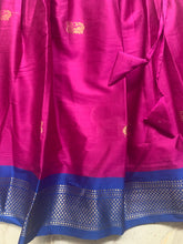 Load image into Gallery viewer, Collection Mahathi - Magenta Pink with Navy Blue Border and Navy Blue Dupion Blouse with Embroidery
