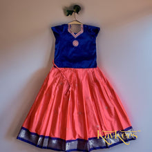 Load image into Gallery viewer, Collection Mahathi - Bright Pink with Navy Blue Border Silk Cotton Skirt and  Navy Blue Blouse with Embroidery
