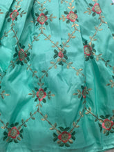 Load image into Gallery viewer, Collection Jalaja - Mint Green Jalpari Silk With Intricate All-over Flower Embroidered Lehenga with Bright Pink Dupion Silk Embroidered Blouse

