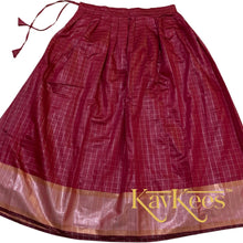 Load image into Gallery viewer, Collection Chakori - Vermillion Red all-over Silver, Gold checkered Skirt with Cream Embroidered Blouse
