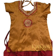 Load image into Gallery viewer, Collection Chandira- Maroon Chanderi Cotton Silk Skirt with Golden Mustard Dupion Silk Blouse with Embroidery
