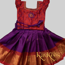 Load image into Gallery viewer, Collection Mahathi- Dark Purple with Bright Red Border with Red Cotton Brocade Blouse with Embroidery
