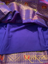 Load image into Gallery viewer, Collection Chakori - Violet Checks-patterned long Benarasi bordered skirt with Green Cotton Brocade with Embroidery
