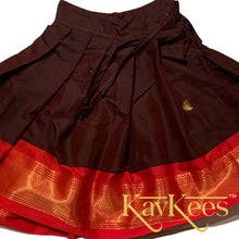 Load image into Gallery viewer, Collection Mahathi - Dark Brown with Bright Red Paithani Silk Cotton Skirt and Red Brocade Blouse

