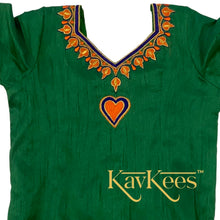 Load image into Gallery viewer, Collection Chandira- Bright Orange Chanderi Cotton Silk with Leaf Green Dupion Silk Blouse
