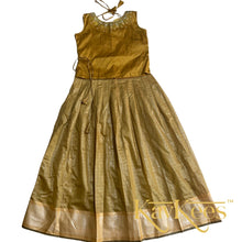 Load image into Gallery viewer, Collection Chakori- Golden Brown Checks patterned long bordered skirt with Golden Brown Dupioni/ Dupion Silk Blouse with Embroidery
