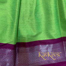 Load image into Gallery viewer, Collection Mahathi- Parrot Green with Purple Paithani Silk Cotton Skirt with Embroidered Purple Blouse
