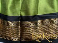 Load image into Gallery viewer, Collection Mahathi - Olive Green with Black Border Silk Cotton Skirt and Black Blouse with Embroidery
