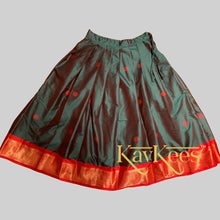 Load image into Gallery viewer, Collection Mahathi -Forest Green with Red Border Paithani Silk Cotton Skirt and Red Dupioni Silk blouse
