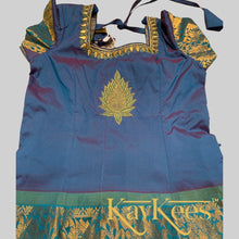 Load image into Gallery viewer, Collection Kanchana - Steel Blue half-Kanchi with blue-green double shade embroidered blouse
