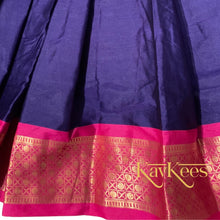 Load image into Gallery viewer, Collection Mahathi -Navy Blue with Hot Pink Border Silk Cotton Skirt and Hot Pink Silk Brocade Blouse
