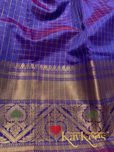 Load image into Gallery viewer, Collection Chakori - Violet Checks-patterned long Benarasi bordered skirt with Green Cotton Brocade with Embroidery
