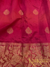 Load image into Gallery viewer, Collection Chandira- Dark Pink with Orange streaks Chanderi Cotton with Tan Dupion Silk Blouse with Embroidery

