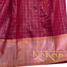 Load image into Gallery viewer, Collection Chakori - Vermillion Red all-over Silver, Gold checkered Skirt with Cream Embroidered Blouse
