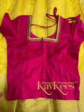 Load image into Gallery viewer, Collection Chandira- Lemon Yellow Chanderi Cotton Silk with Magenta Dupion Silk Blouse
