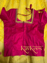 Load image into Gallery viewer, Collection Chandira- Lemon Yellow Chanderi Cotton Silk with Magenta Dupion Silk Blouse
