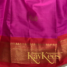 Load image into Gallery viewer, Collection Mahathi - Purple with Red Border and Bright Red Dupion Blouse with Gold Embroidery

