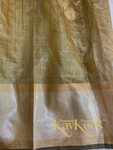 Load image into Gallery viewer, Collection Chakori- Golden Brown Checks patterned long bordered skirt with Golden Brown Dupioni/ Dupion Silk Blouse with Embroidery
