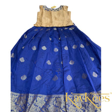 Load image into Gallery viewer, Collection Chandira- Navy Blue Chanderi Cotton with Gold Khiccha Khadi Silk Blouse with Embroidery

