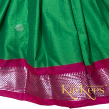 Load image into Gallery viewer, Collection Mahathi - Parrot Green with Hot Pink Border Paithani Silk Cotton Skirt and Hot Pink coloured Brocade Blouse
