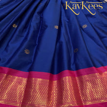 Load image into Gallery viewer, Collection Mahathi - Royal Blue with Hot Pink Border Paithani Silk Cotton Skirt and Hot Pink coloured Brocade Blouse
