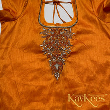 Load image into Gallery viewer, Collection Chakori - Copper brown all over Silver, Gold checkered Skirt with Honey Yellow Embroidered Blouse
